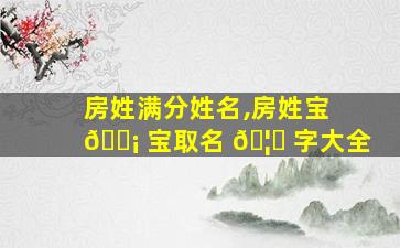 房姓满分姓名,房姓宝 🐡 宝取名 🦉 字大全